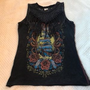 Authentic Affliction Fringe Tank Top